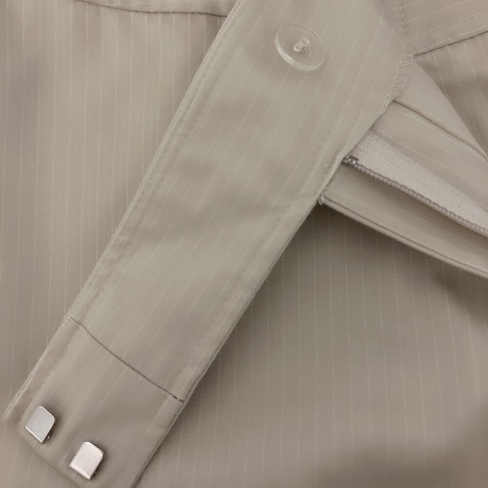 Ann Taylor Signature‎ Fit Tan w/ White  Pinstripe Wide Leg Trousers Lined Size 4 - Picture 6 of 9